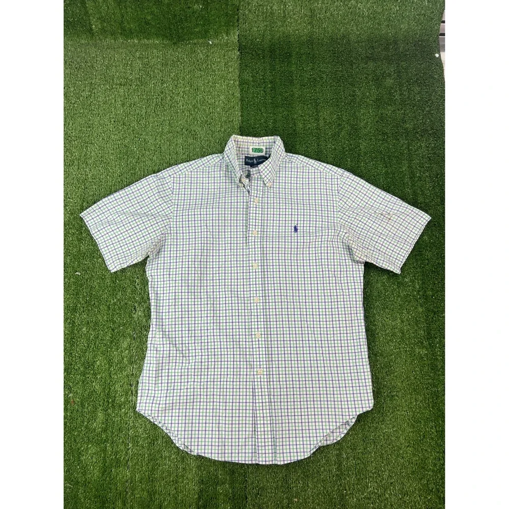 Polo Ralph Lauren Mens Medium Classic Fit Plaid Short Sleeve Button Down Shirt